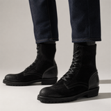VanPasch Ridgeway Tall Lace-Up Boot in Black Leather, on-foot view