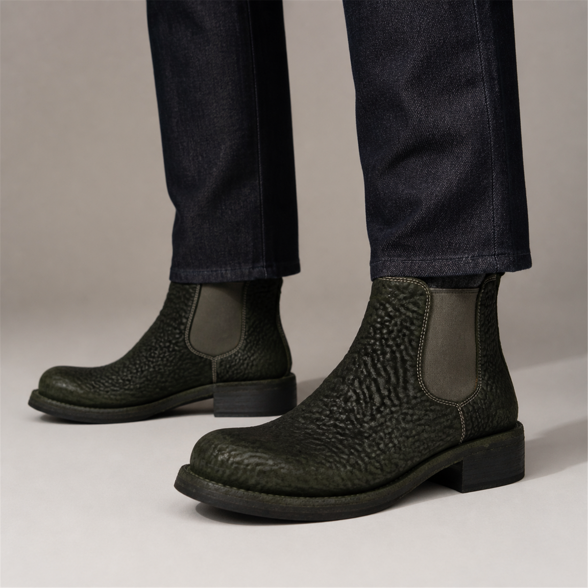 VanPasch Briar Chelsea Boot in Cedar Green Shell Cordovan, on-foot view