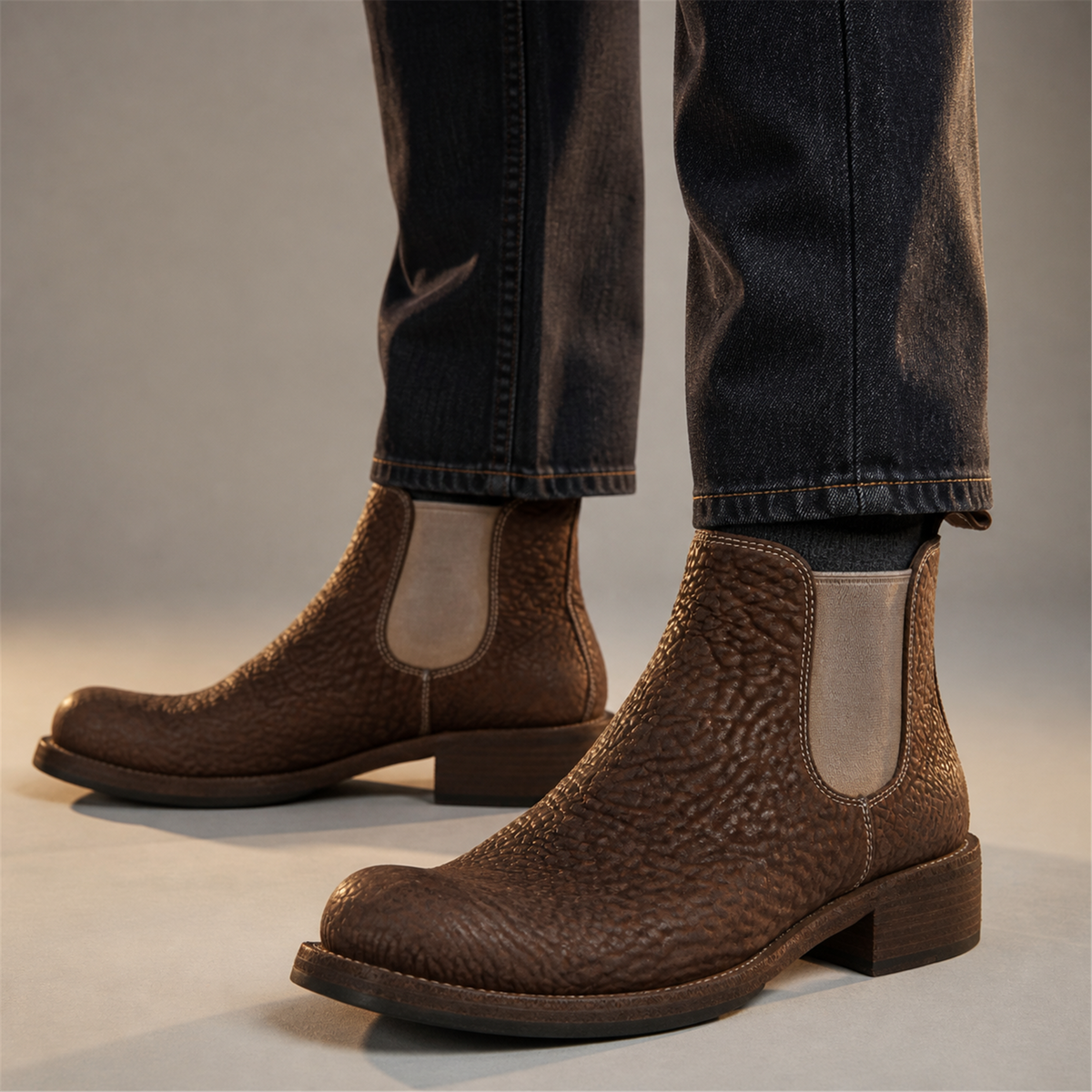 VanPasch Briar Chelsea Boot in Coffee Brown Shell Cordovan, on-foot view
