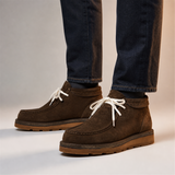 VanPasch Millstone Moc-Toe Chukka Boot in Coffee Brown Leather, on-foot view