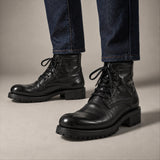 VanPasch 262319B Black horsebutt leather boots, on-foot view with both feet