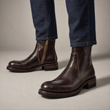 VanPasch 262321A Coffee horsebutt leather boots, on-foot view with both feet