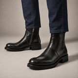 VanPasch 262321B Black horsebutt leather boots, on-foot view with both feet