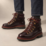 VanPasch 267125C Wine Red horsebutt leather footwear, on-foot view with both feet