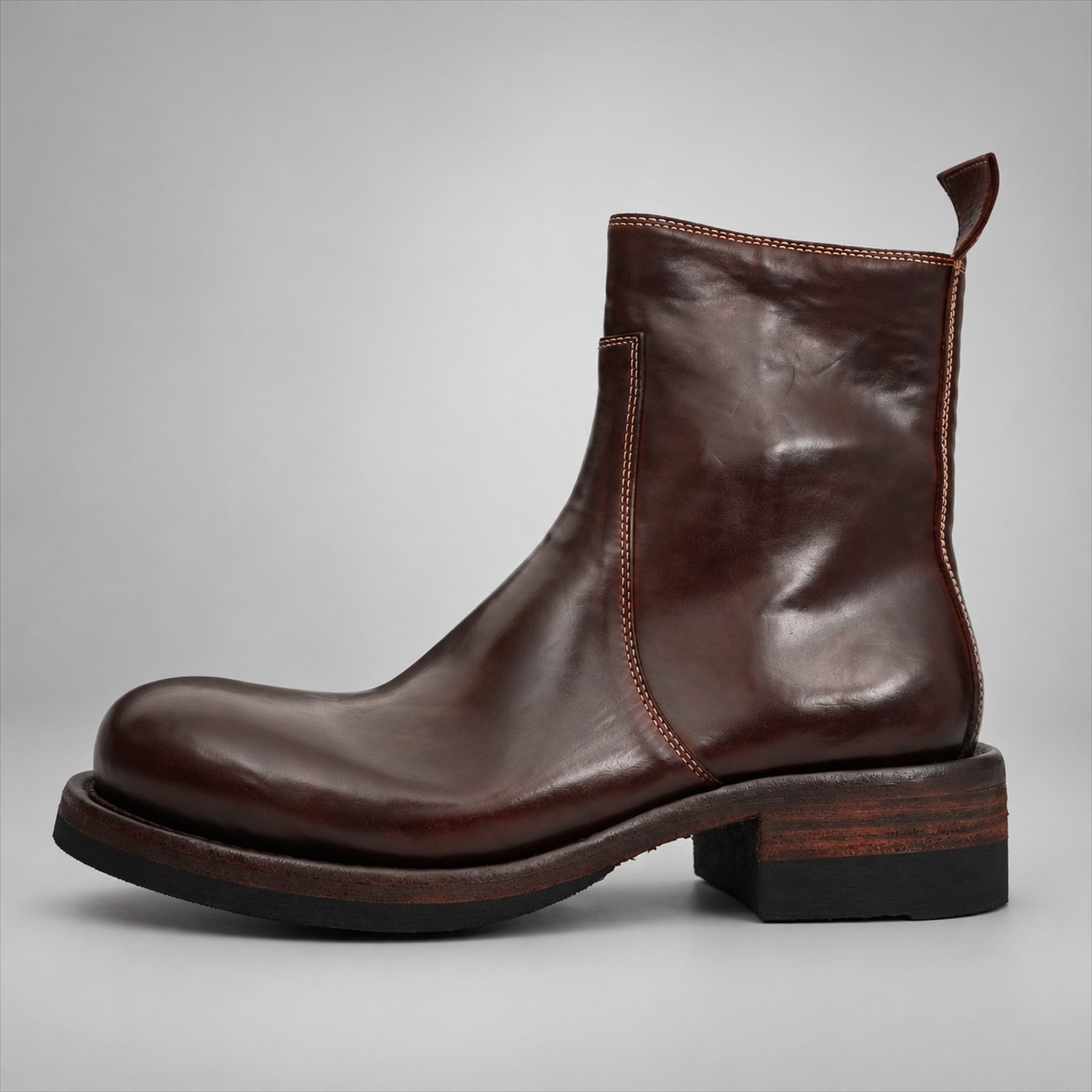 VanPasch 262321A Coffee horsebutt leather boots, 01-VanPasch-262321a-side