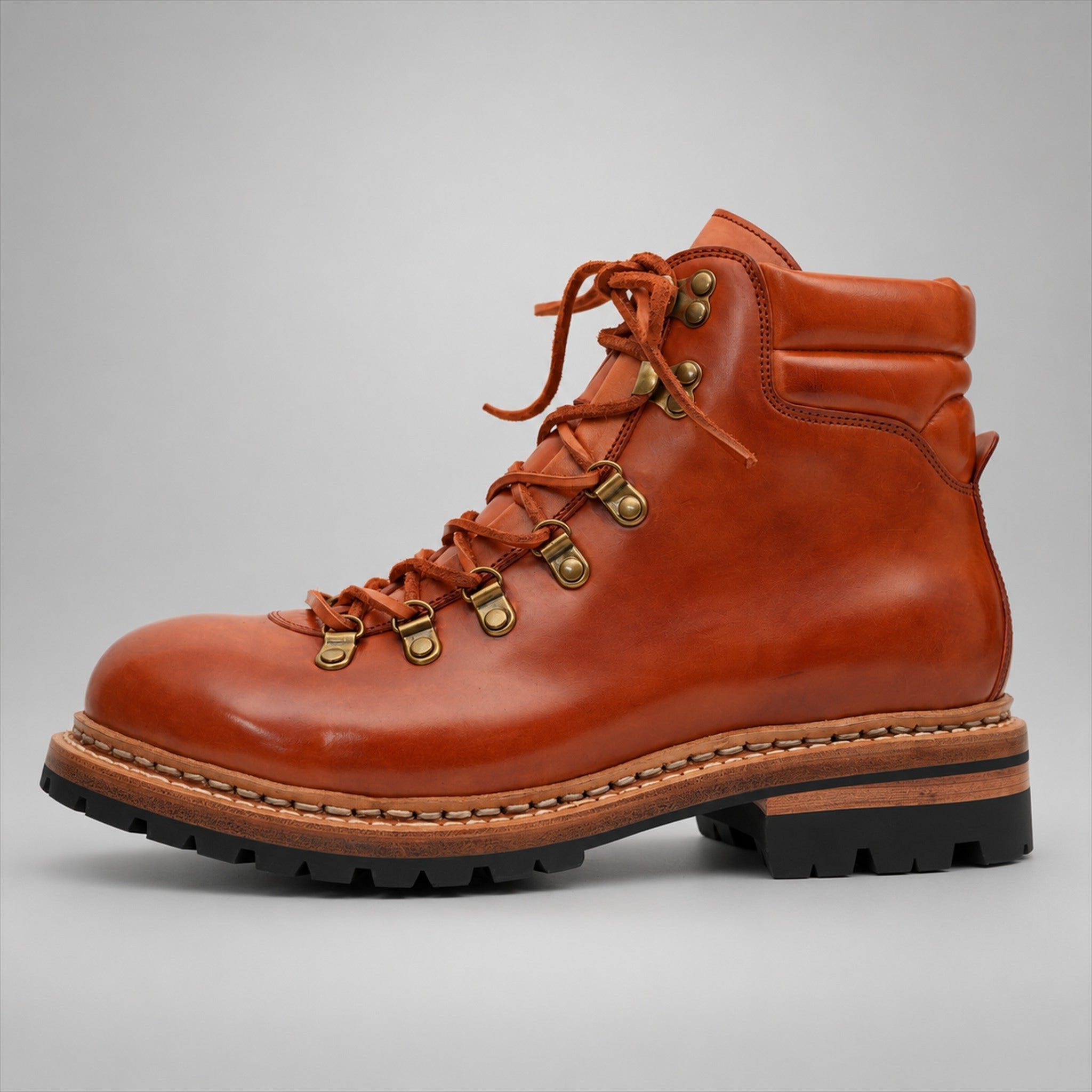 VanPasch 267125A Brown horsebutt leather footwear, side view