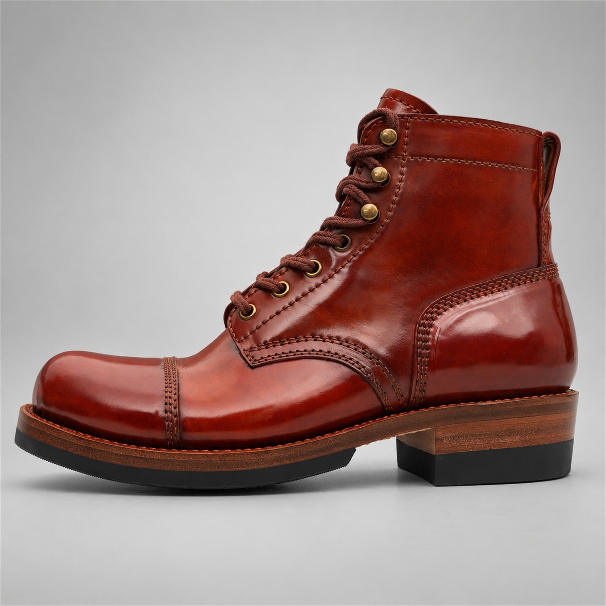 VanPasch 267128A Brown horsebutt leather footwear, side view
