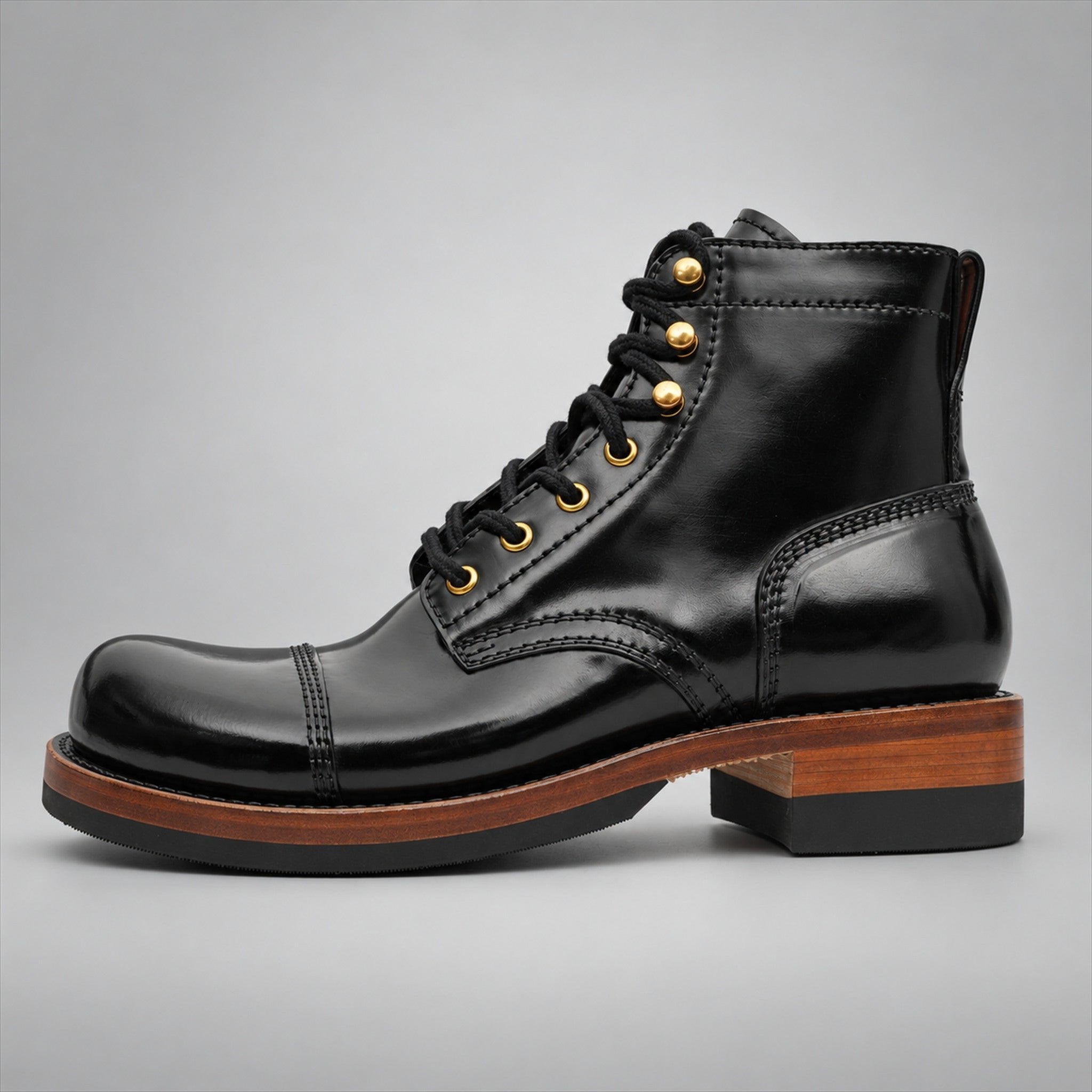 VanPasch 267128B Black horsebutt leather footwear, side view