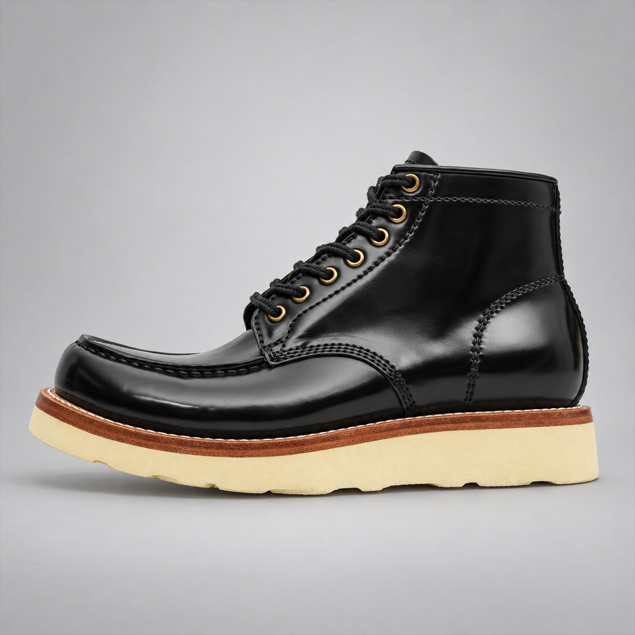 VanPasch 267129B Black horsebutt leather footwear, side view