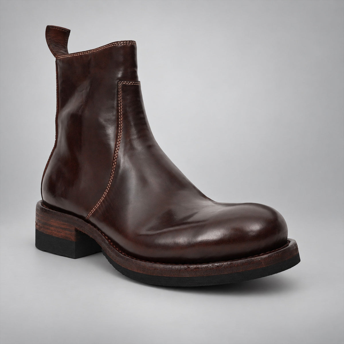 VanPasch 262321A Coffee horsebutt leather boots, 02-VanPasch-262321a-angle