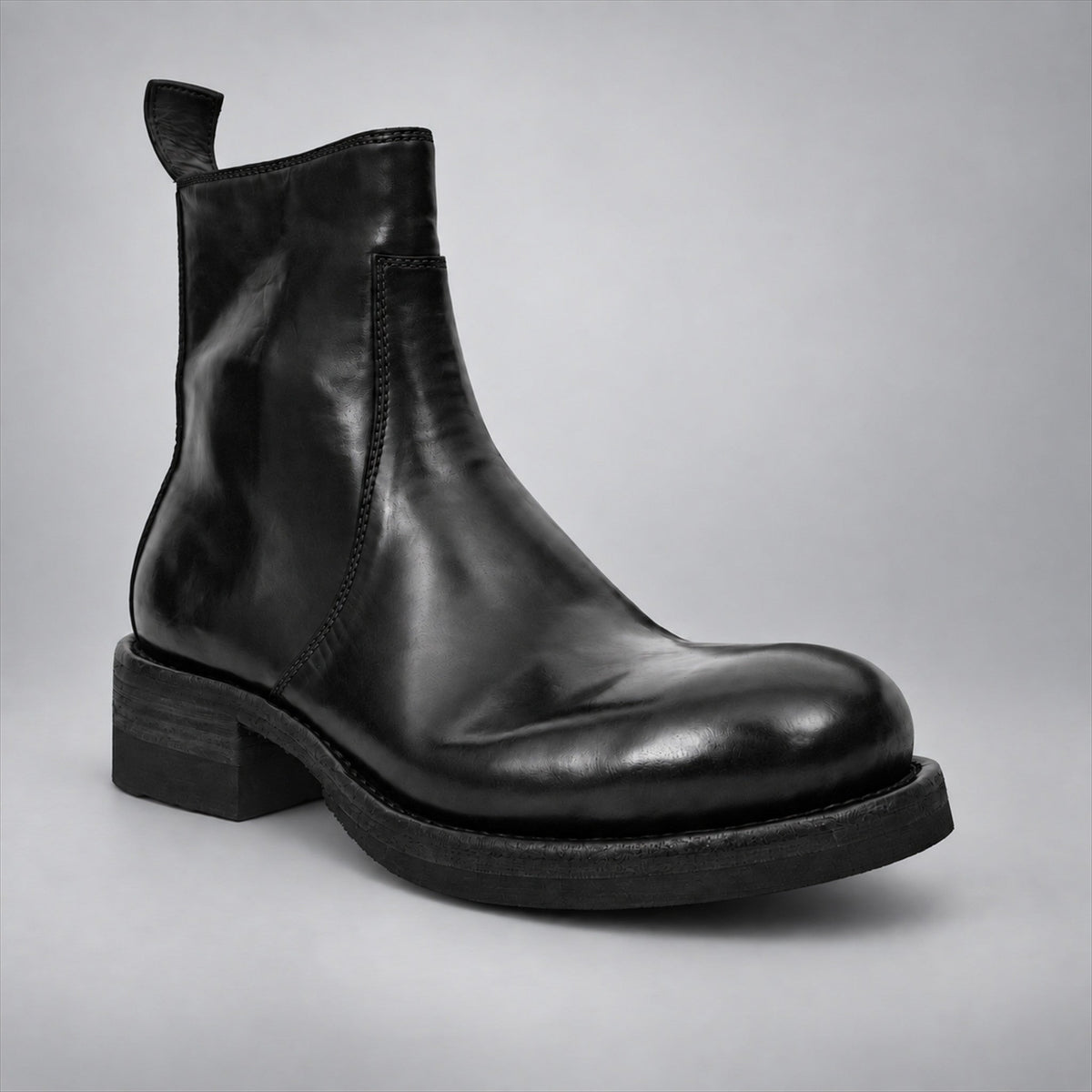 VanPasch 262321B Black horsebutt leather boots, 02-VanPasch-262321b-angle