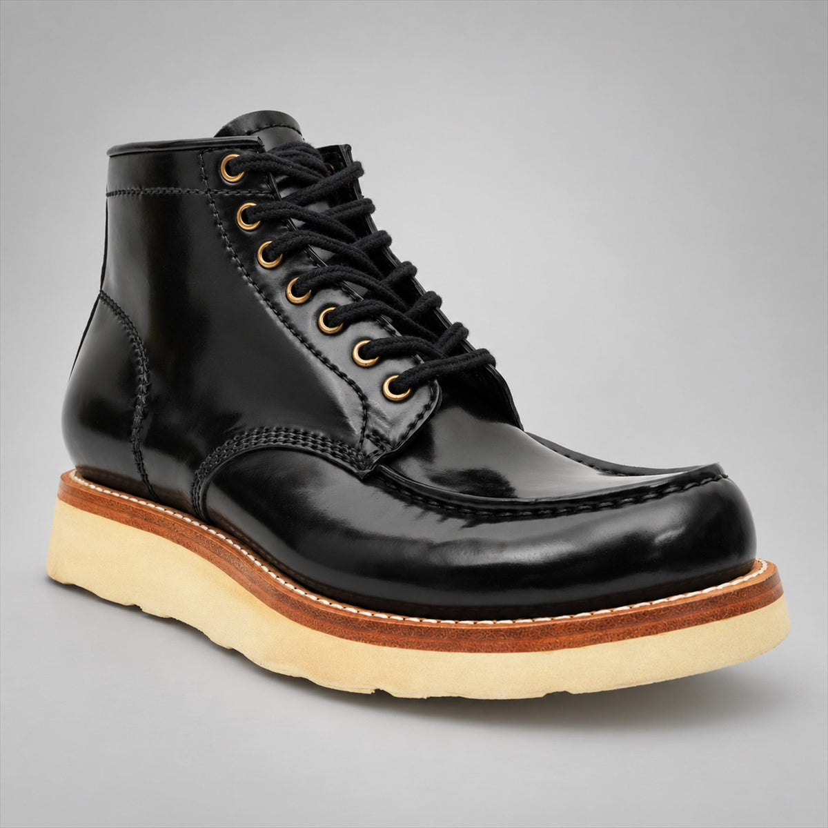 VanPasch 267129B Black horsebutt leather footwear, angle view