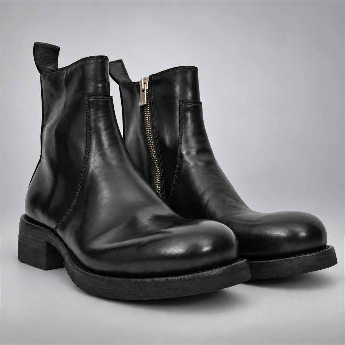 VanPasch 262321B Black horsebutt leather boots, 03-VanPasch-262321b-pair