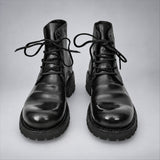 VanPasch 262319B Black horsebutt leather boots, 04-VanPasch-262319b-front