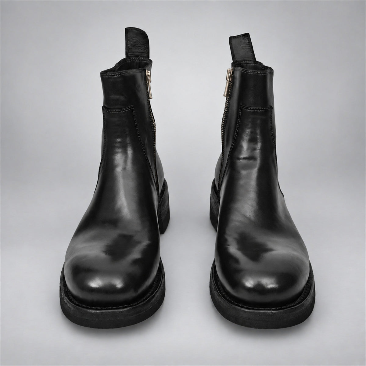 VanPasch 262321B Black horsebutt leather boots, 04-VanPasch-262321b-front