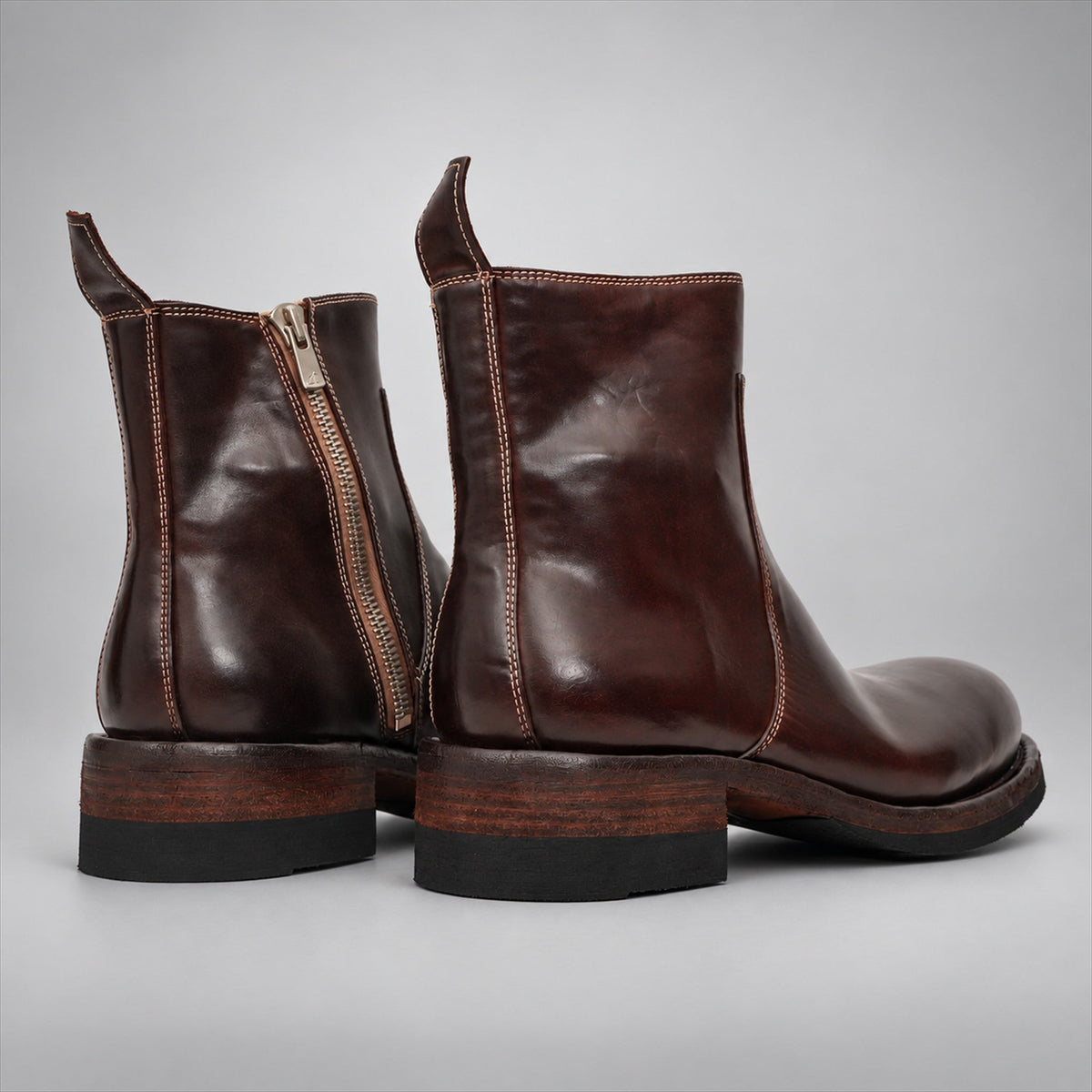 VanPasch 262321A Coffee horsebutt leather boots, 05-VanPasch-262321a-back