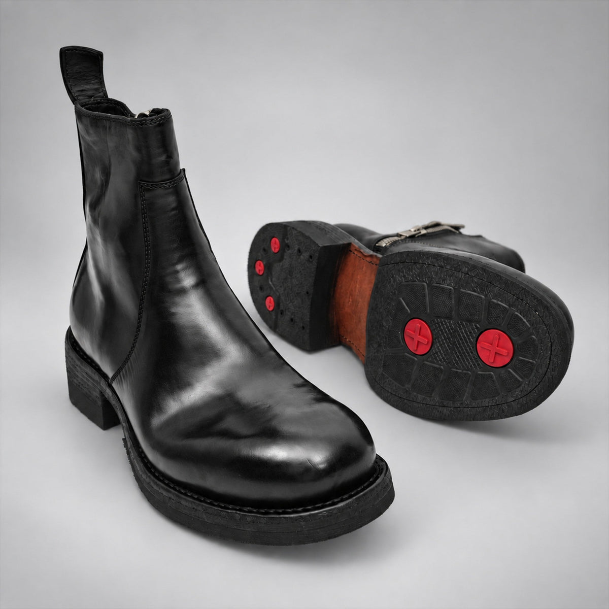 VanPasch 262321B Black horsebutt leather boots, 06-VanPasch-262321b-outsole