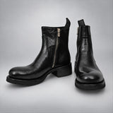 VanPasch 262321B Black horsebutt leather boots, 07-VanPasch-262321b-zipper-side