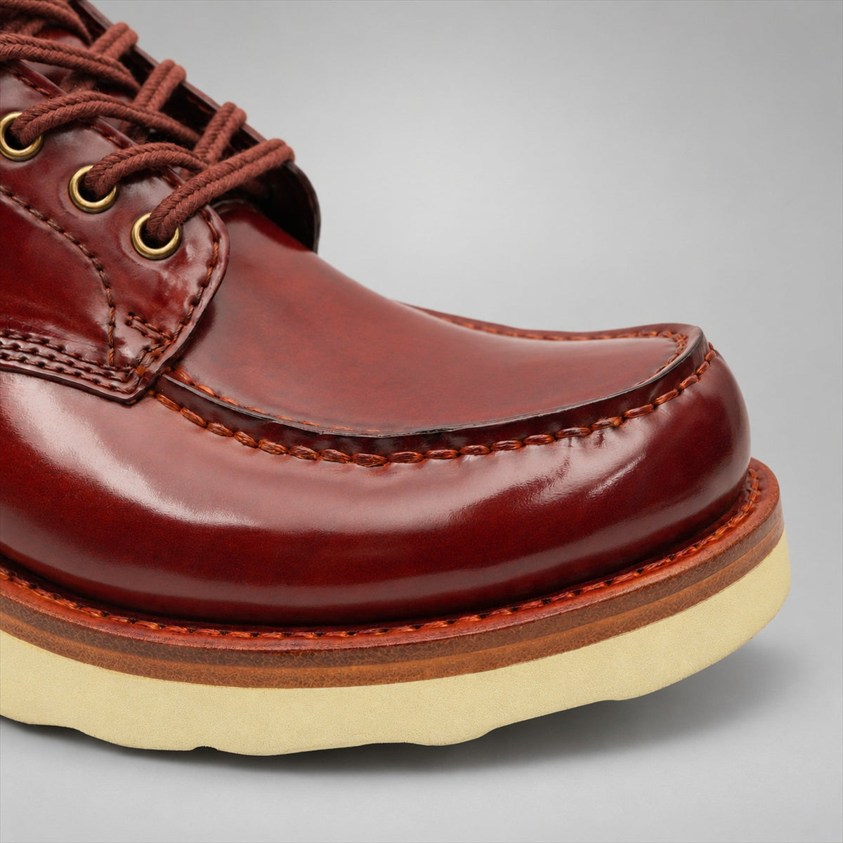 VanPasch 267129C Brown horsebutt leather footwear, toe detail view