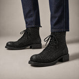 VanPasch 262323B Black horsebutt leather boots, on-foot view with both feet