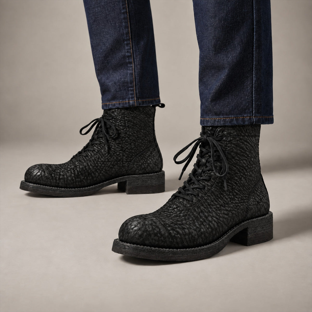 VanPasch 262323B Black horsebutt leather boots, on-foot view with both feet