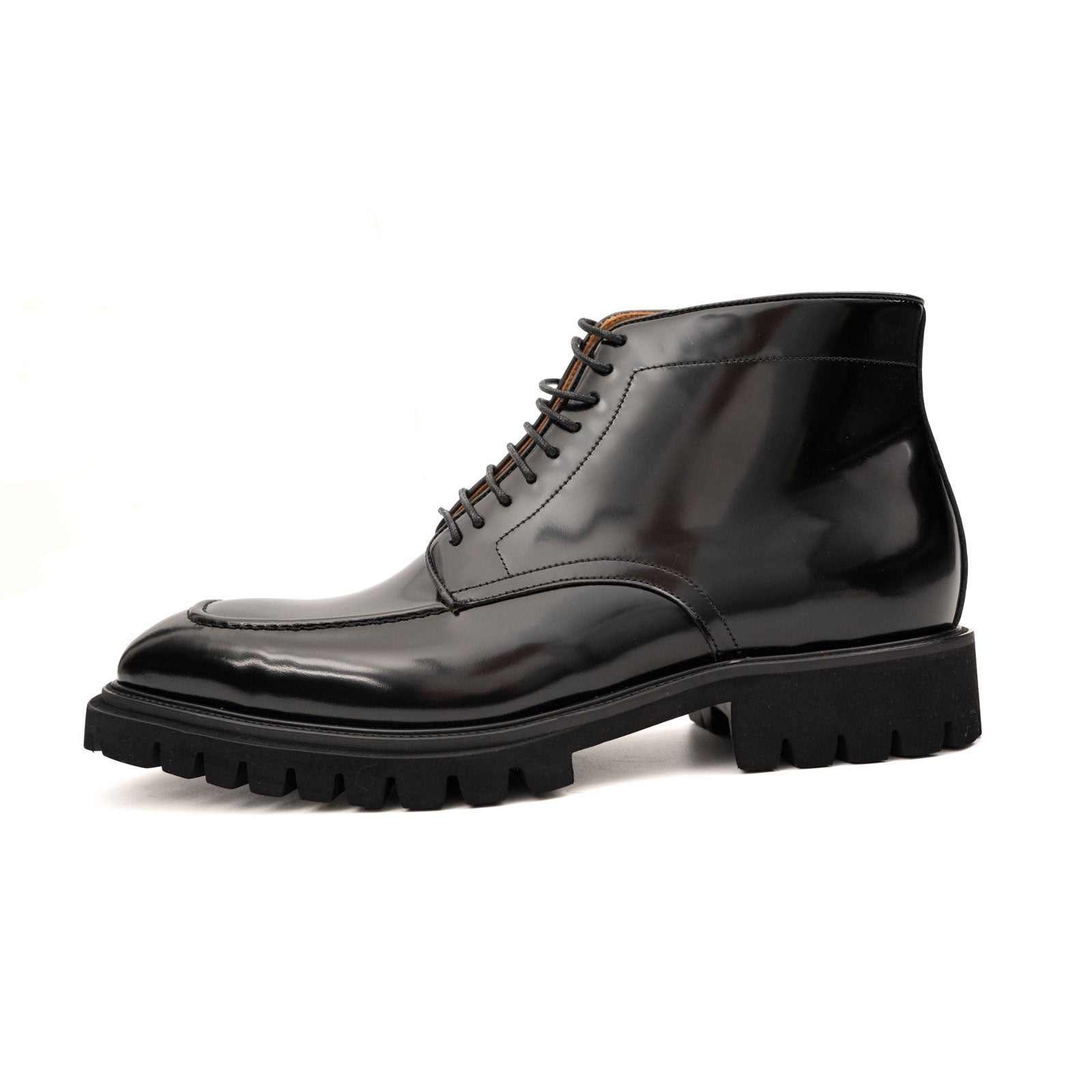 Apron-Toe Lace-Up Boots