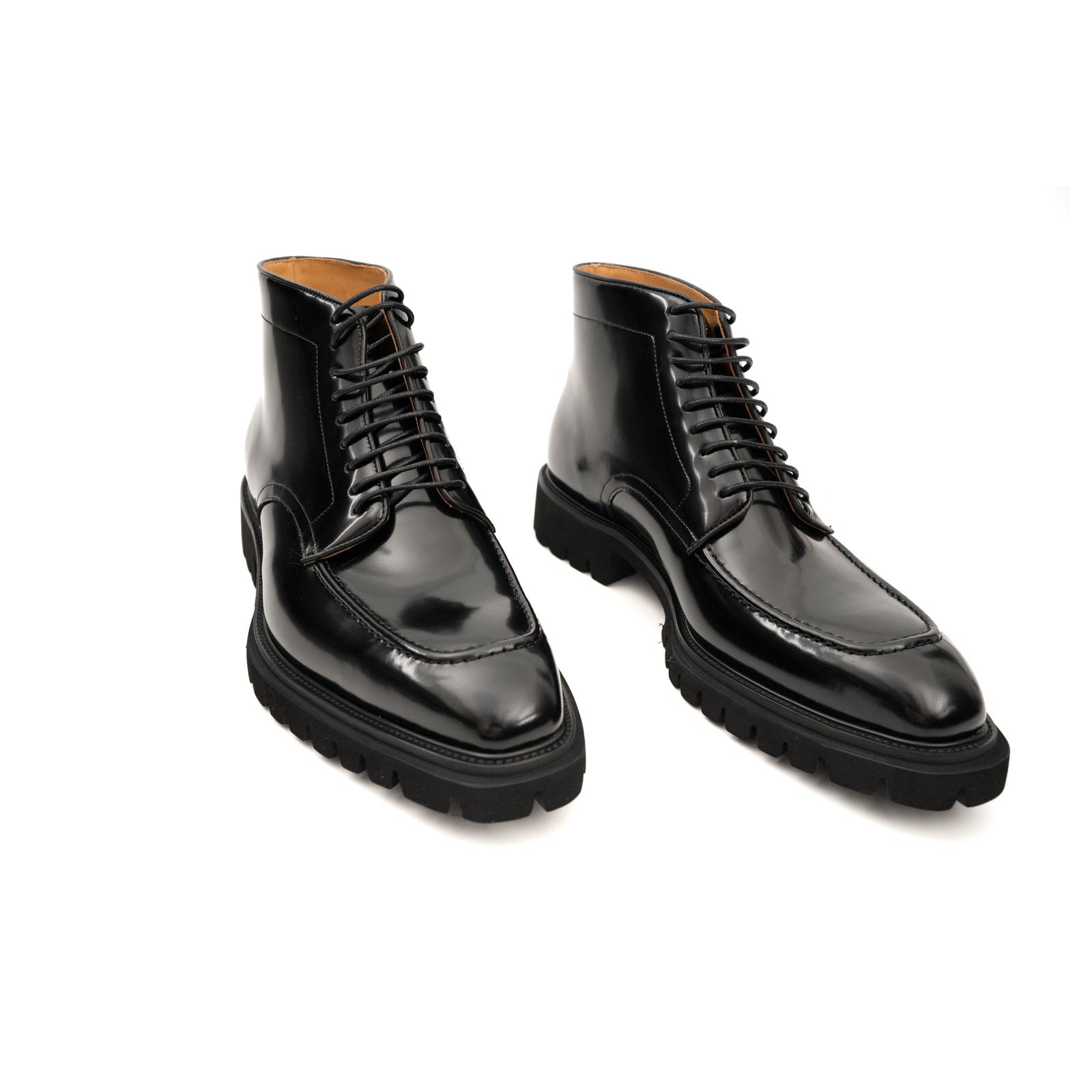 Apron-Toe Lace-Up Boots