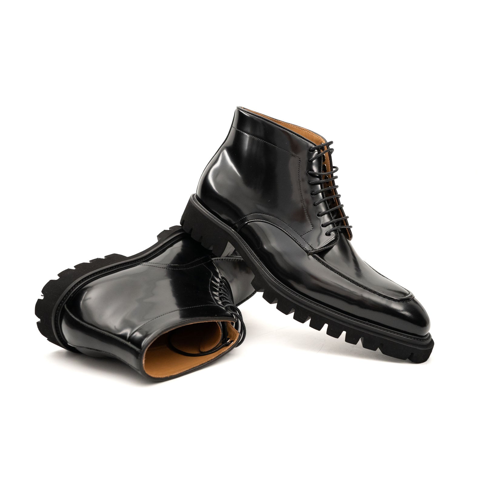 Apron-Toe Lace-Up Boots