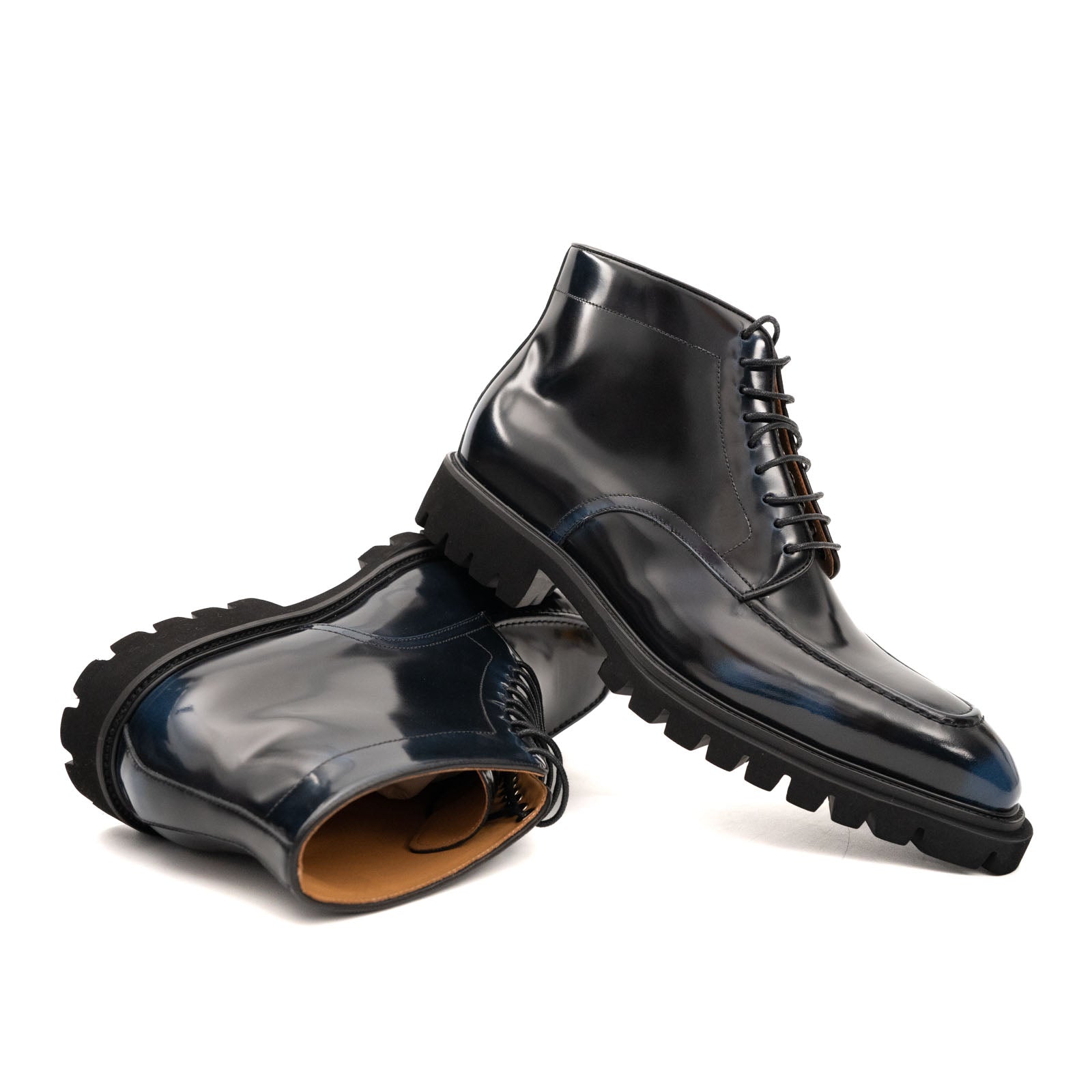 Apron-Toe Lace-Up Boots
