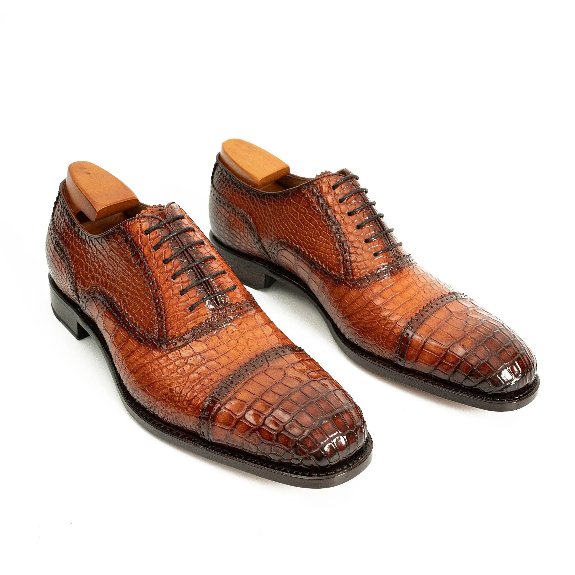 Alligator Skin Oxford Shoes Brown VanPasch
