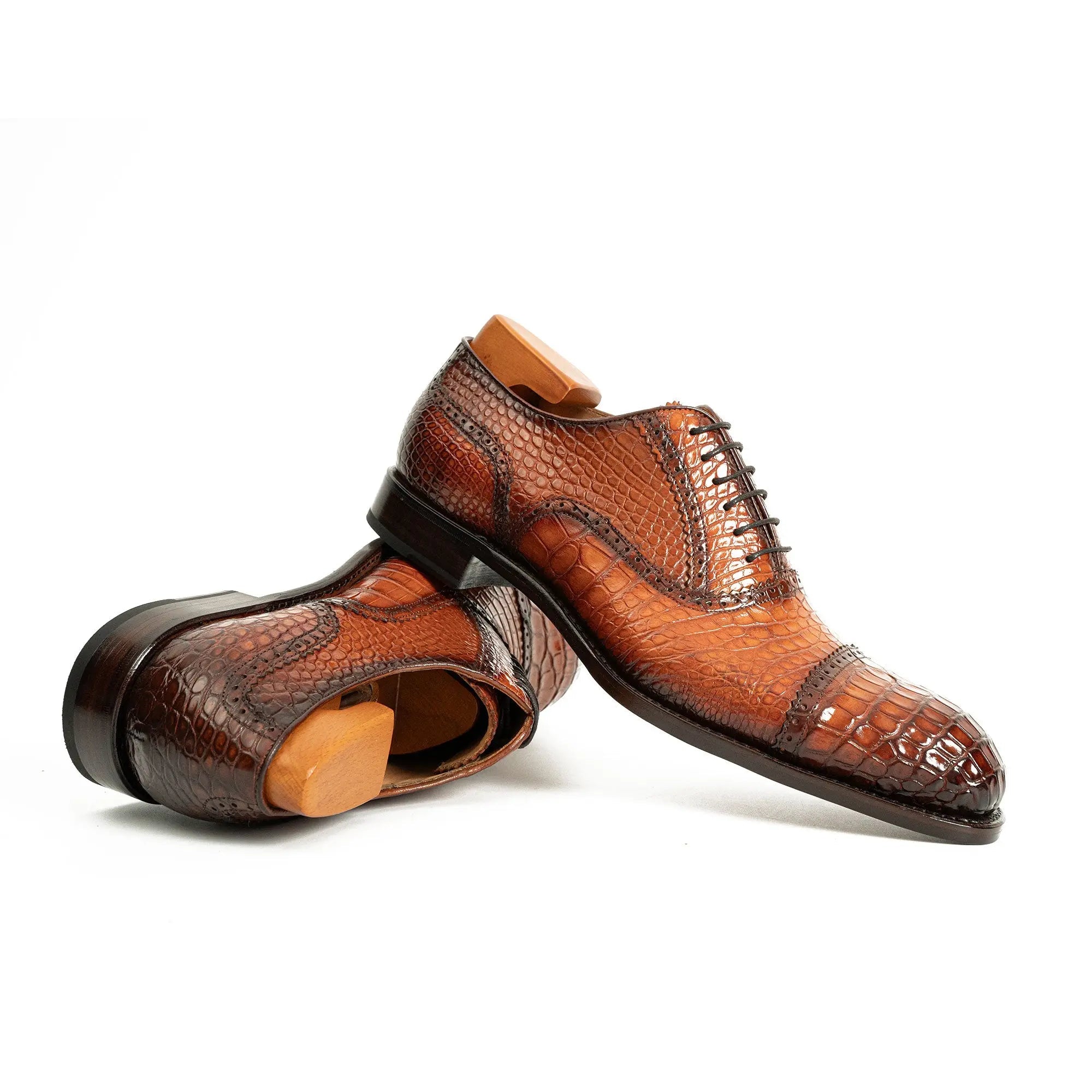Alligator Skin Oxford Shoes Brown VanPasch