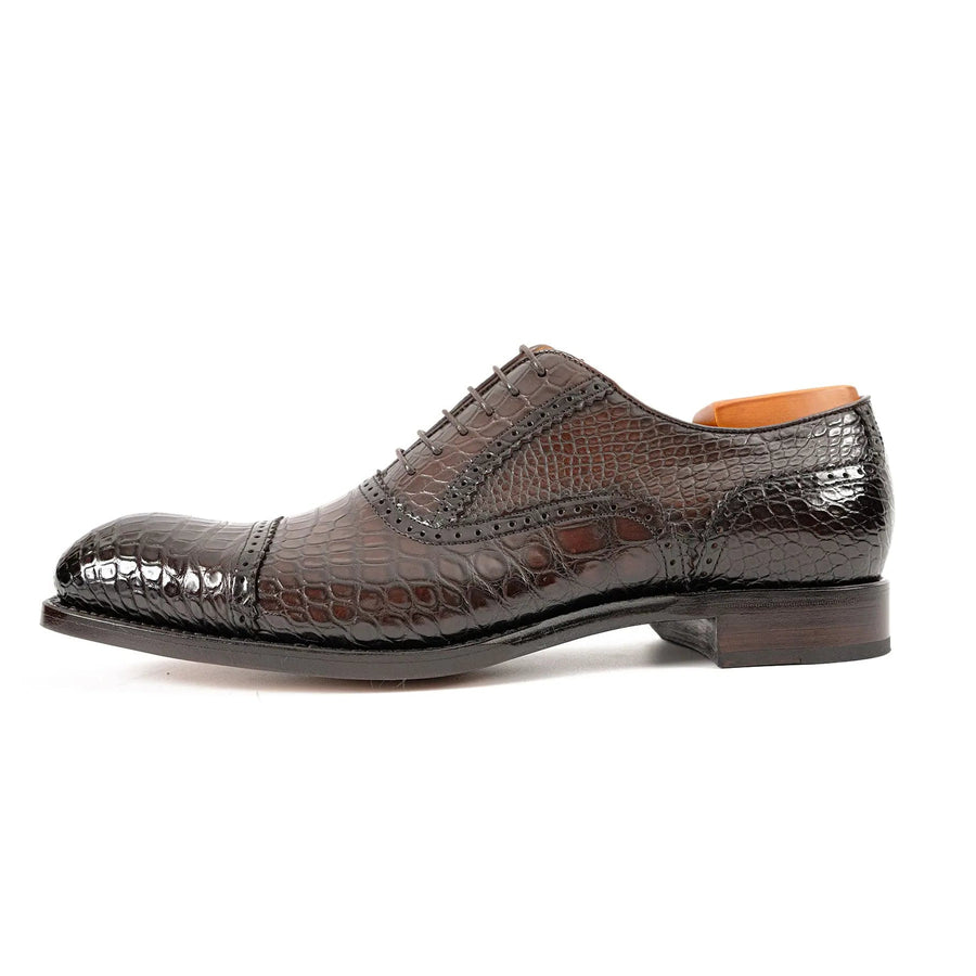 Alligator Skin Oxford Shoes Coffee VanPasch