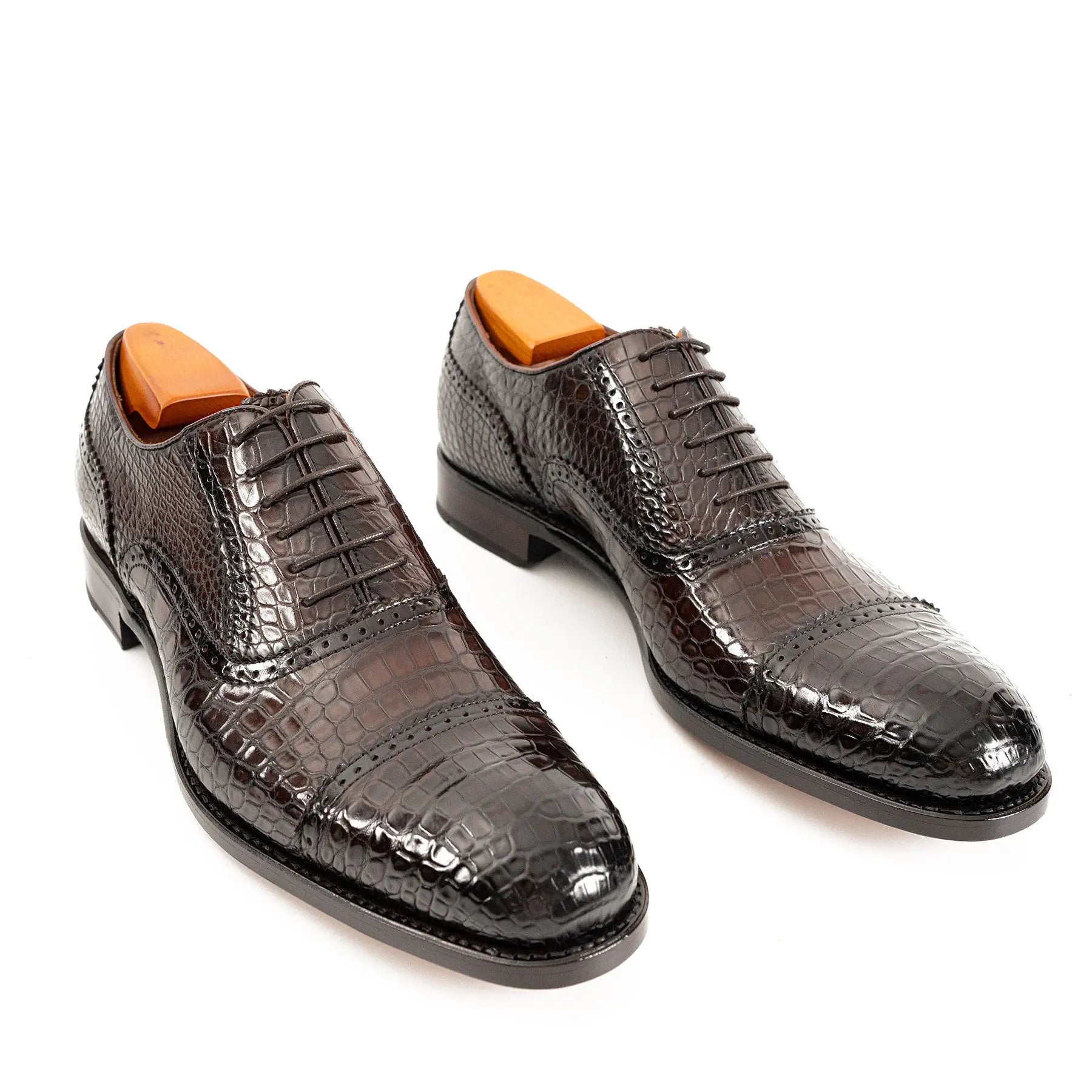 Alligator Skin Oxford Shoes Coffee VanPasch