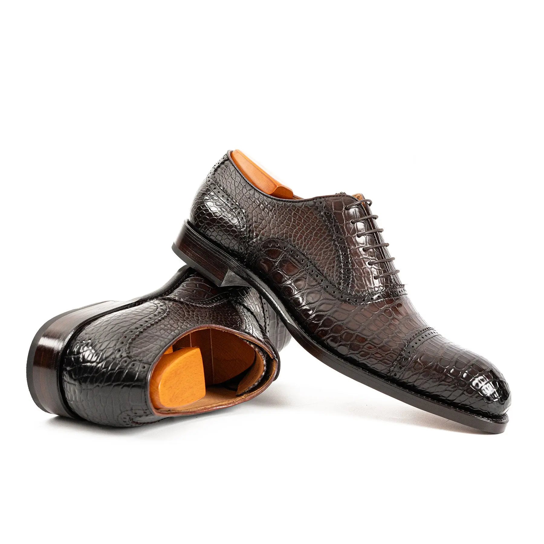 Alligator Skin Oxford Shoes Coffee VanPasch