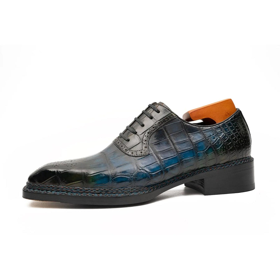 BLUE Crocodile Oxford Shoes Goodyear Norwegian 8015 VanPasch