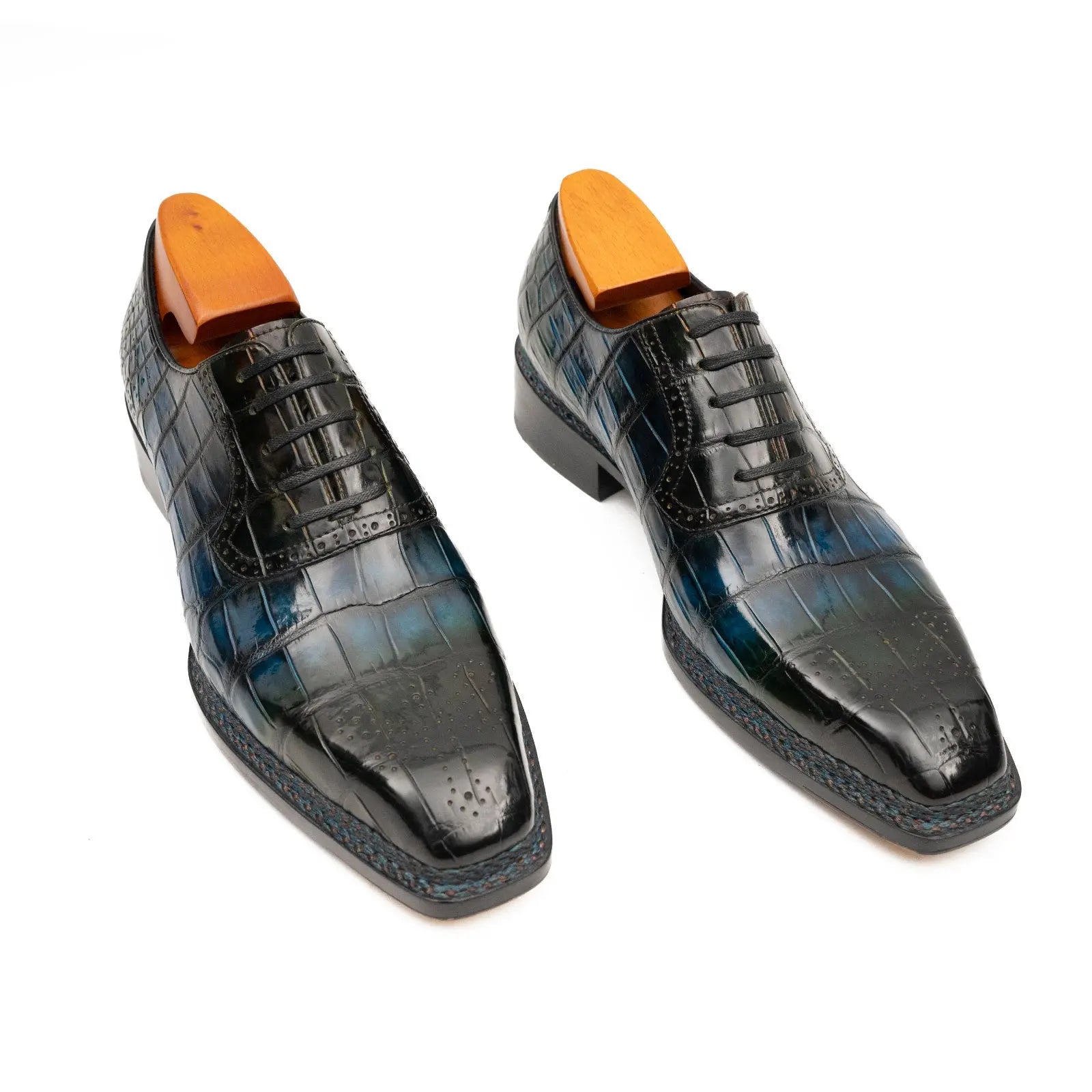 BLUE Crocodile Oxford Shoes Goodyear Norwegian 8015 VanPasch