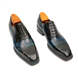 BLUE Crocodile Oxford Shoes Goodyear Norwegian 8015 VanPasch