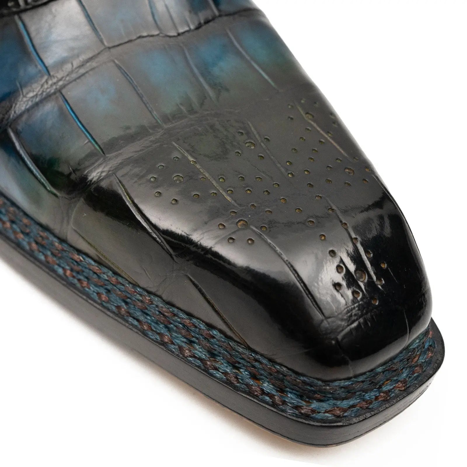 BLUE Crocodile Oxford Shoes Goodyear Norwegian 8015 VanPasch