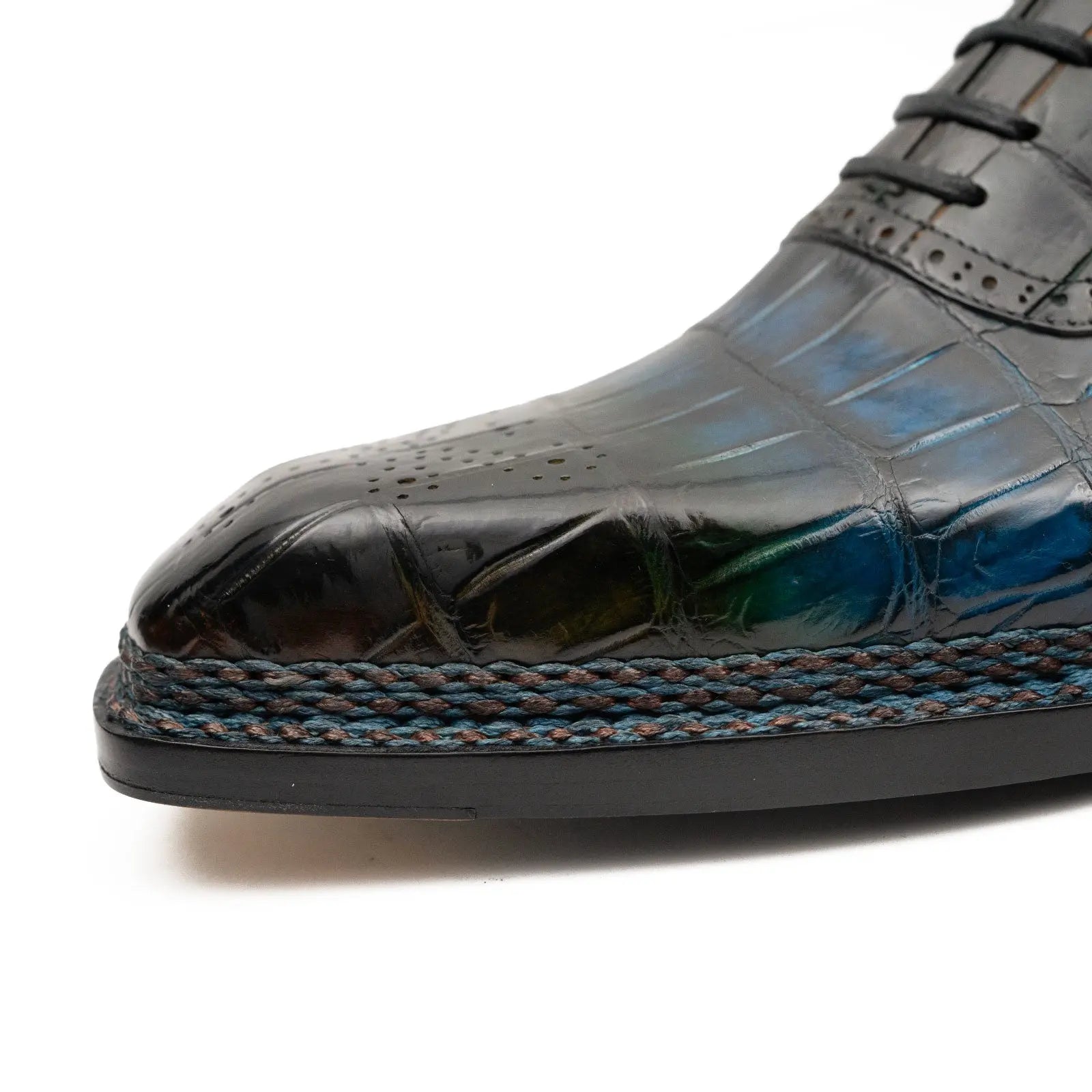 BLUE Crocodile Oxford Shoes Goodyear Norwegian 8015 VanPasch