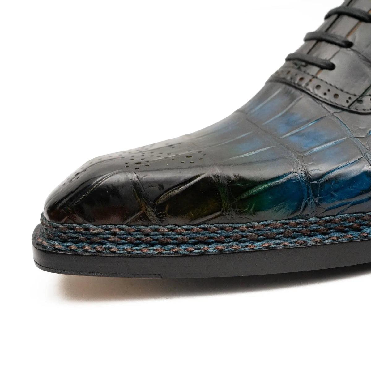 BLUE Crocodile Oxford Shoes Goodyear Norwegian 8015 VanPasch