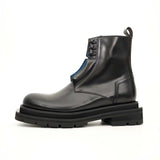 Black Blue Lug Sole Leather Boots