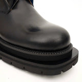 Black Blue Lug Sole Leather Boots