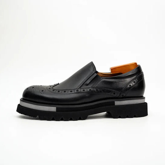 Burnished Brogue Lug-Sole Loafer