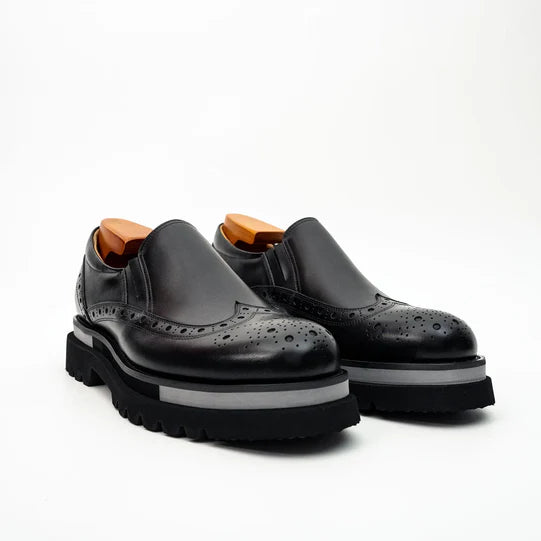 Burnished Brogue Lug-Sole Loafer