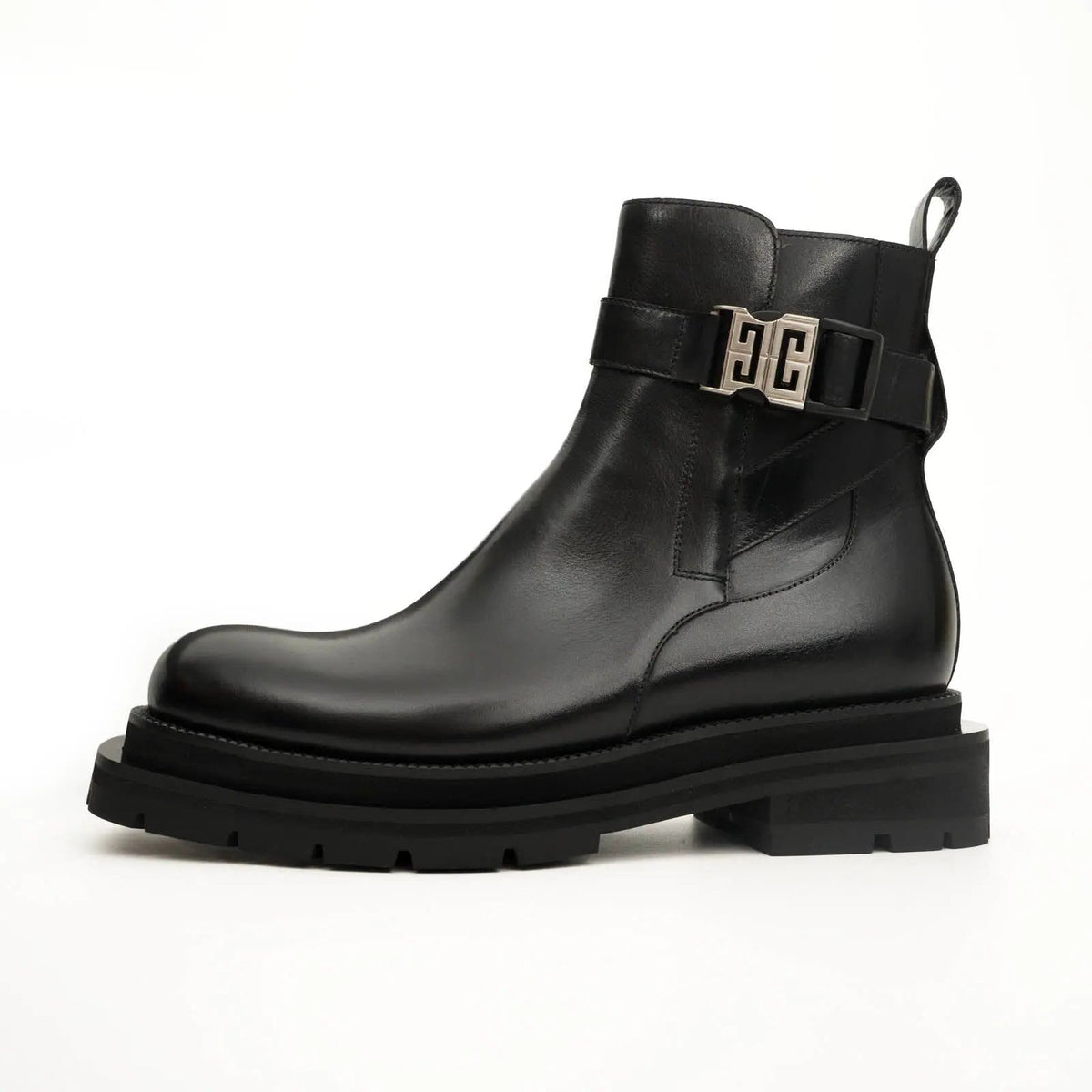 Black Buckle Zip Ankle Boots VanPasch
