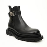 Black Buckle Zip Ankle Boots VanPasch