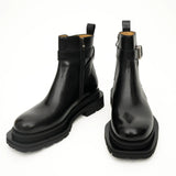 Black Buckle Zip Ankle Boots VanPasch