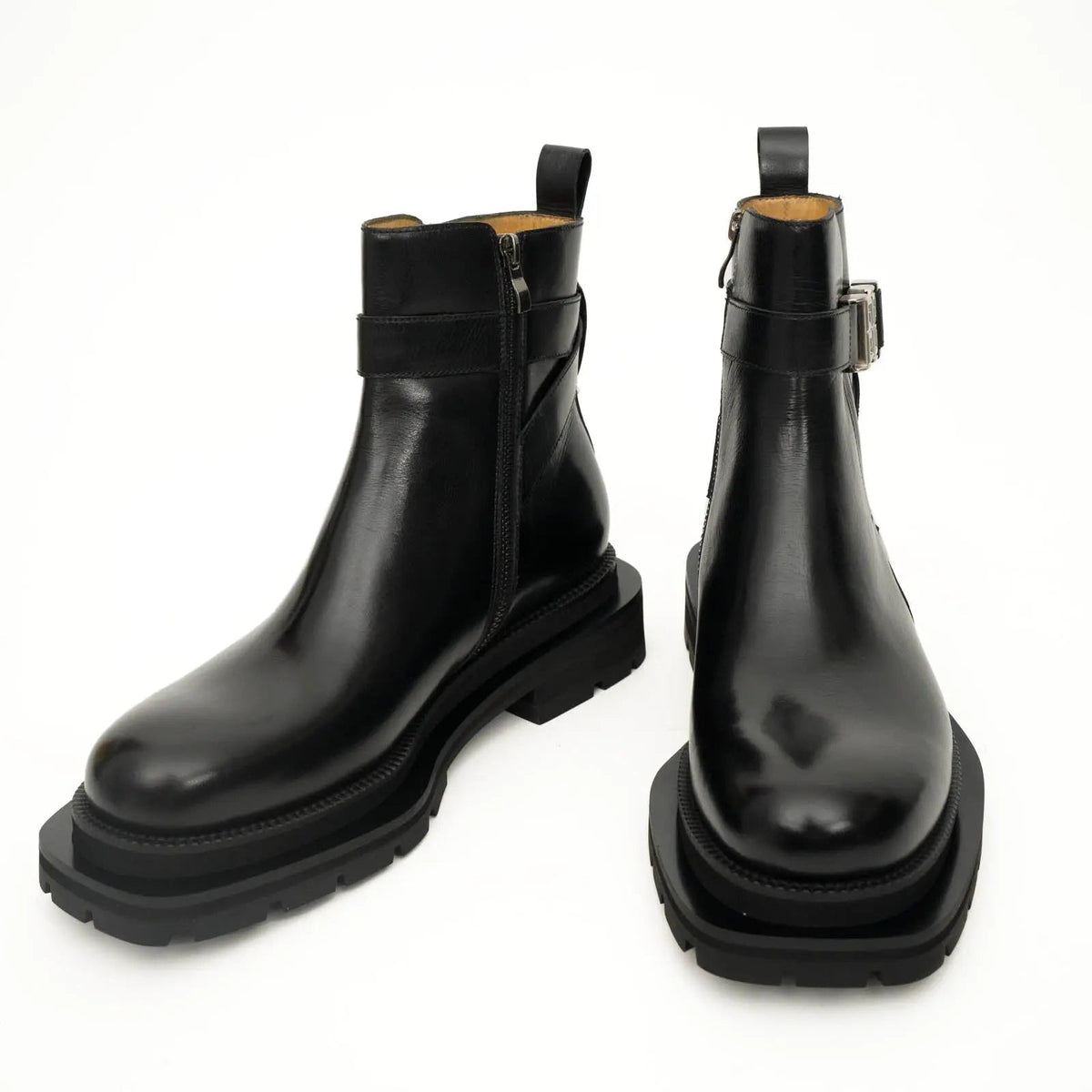 Black Buckle Zip Ankle Boots VanPasch