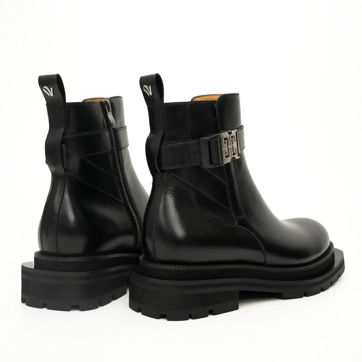 Black Buckle Zip Ankle Boots VanPasch