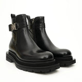 Black Buckle Zip Ankle Boots VanPasch